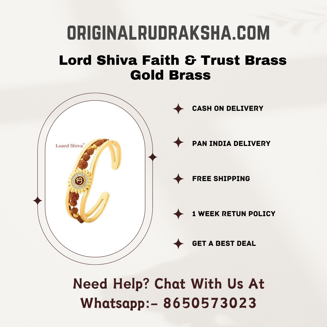 Lord Shiva Faith & Trust Brass Gold Plated Brass Om Mens Kada