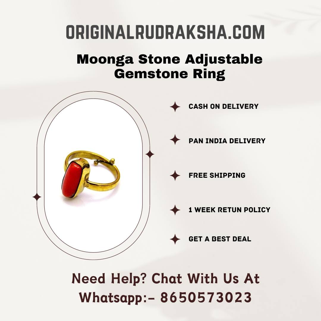Buy Moonga Stone Adjustable Gemstone Ring Online HK Mart