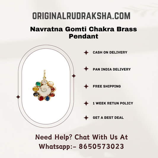 Navratna Gomti Chakra Brass Pendant for Men and Women