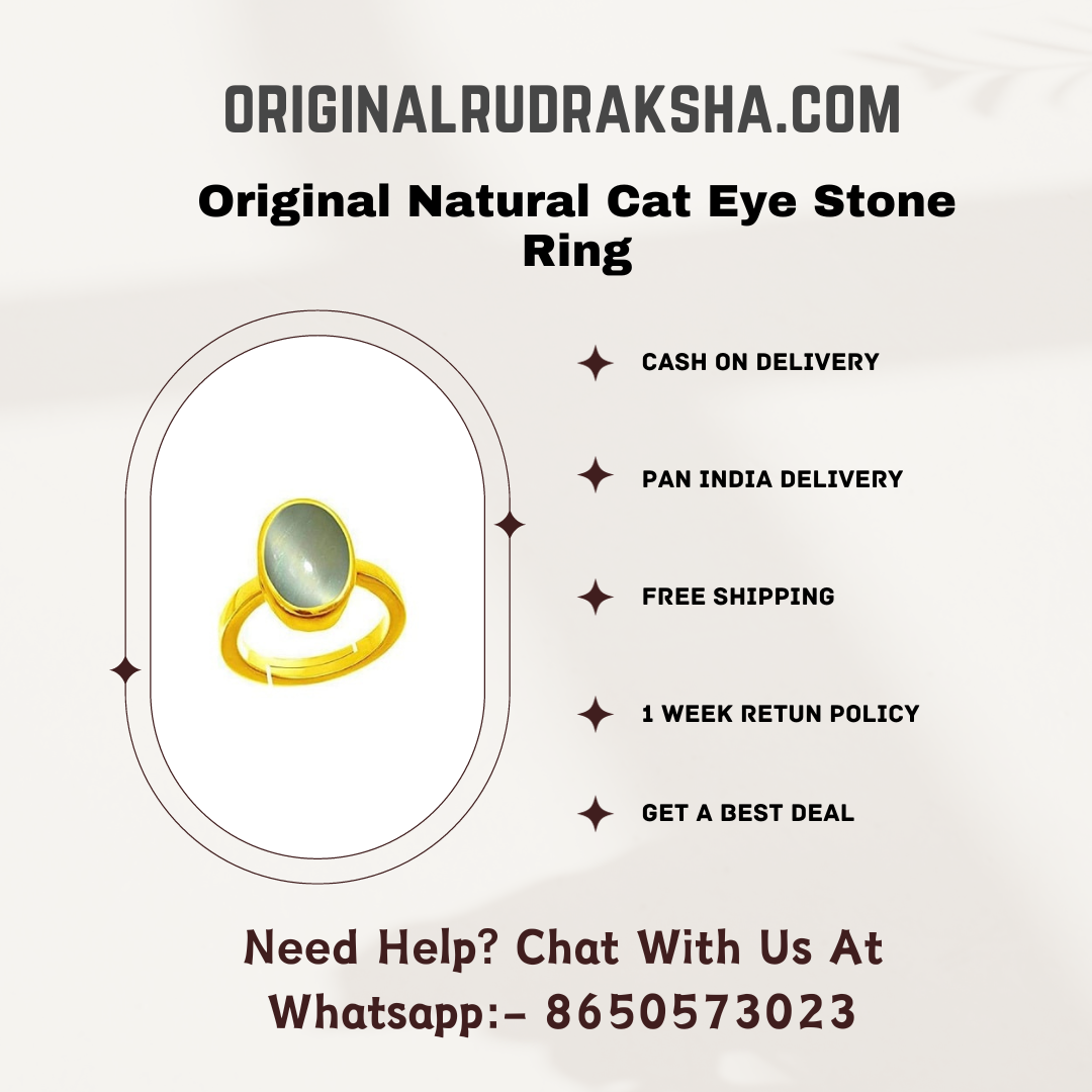 Original Natural Cat Eye Stone Ring (Lehsunia Stone Ring) Adjustable Ring