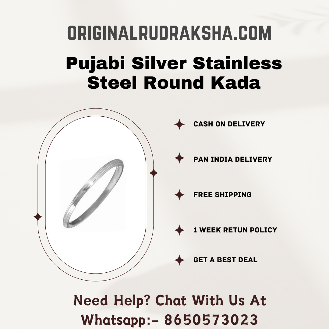 Pujabi Silver Stainless Steel Round Kada For Men And Women