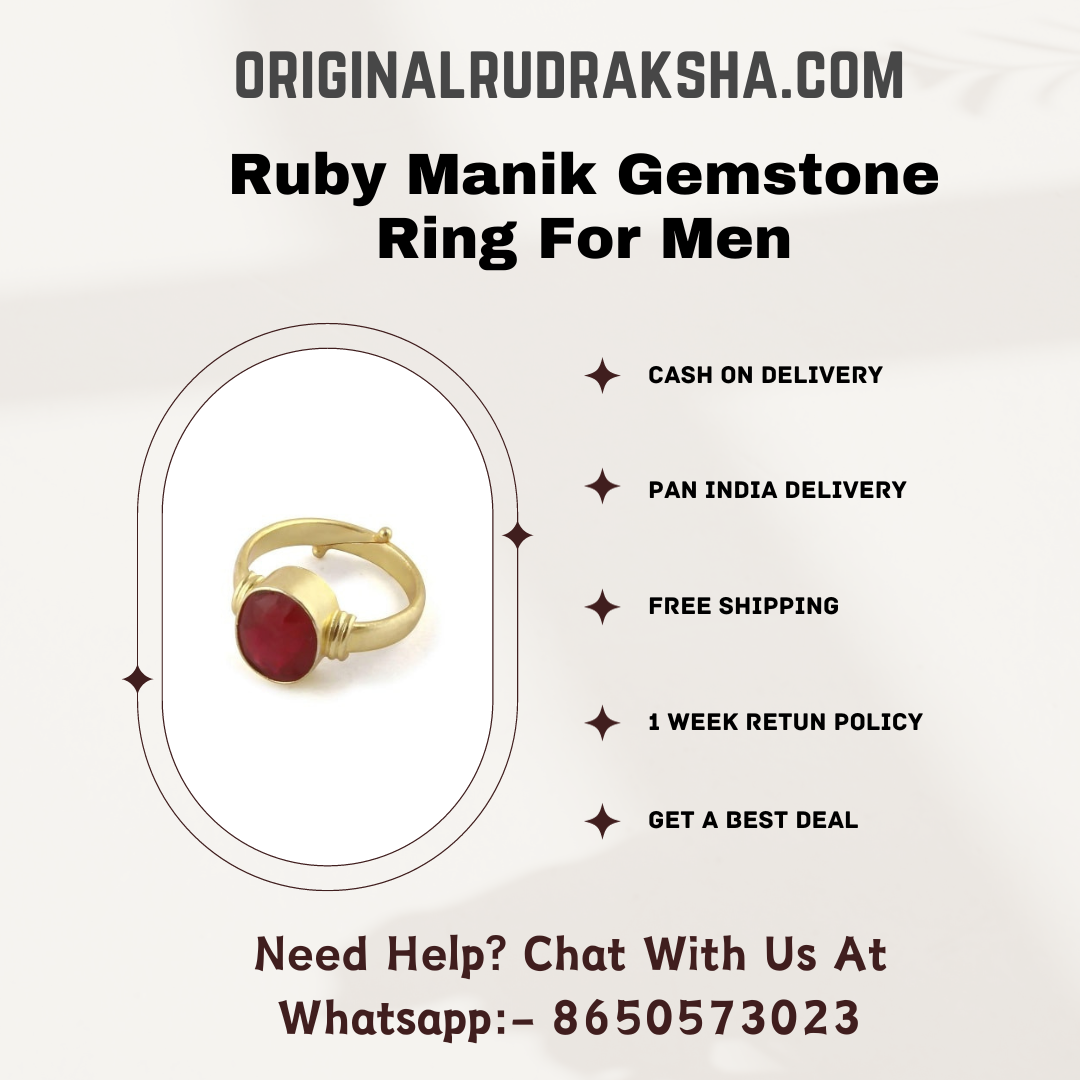 Certified Ruby Manik Gemstone Ring For Men Order Now Original Rudraksha