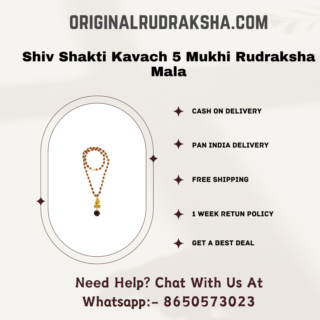 Shiv Shakti Kavach 5 Mukhi Rudraksha Mala