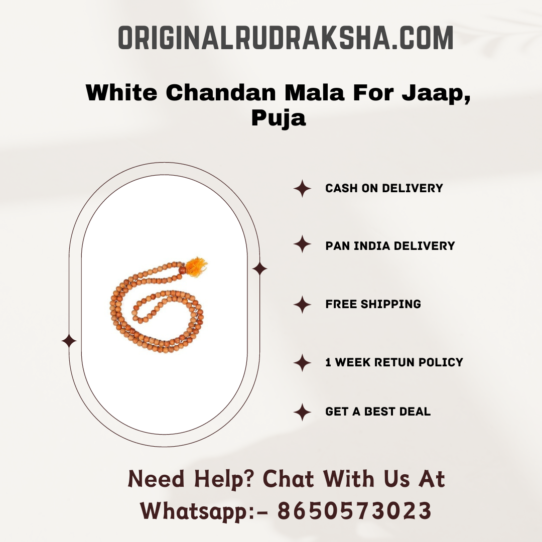 White Chandan Mala For Jaap, Puja, Health & Wealth also