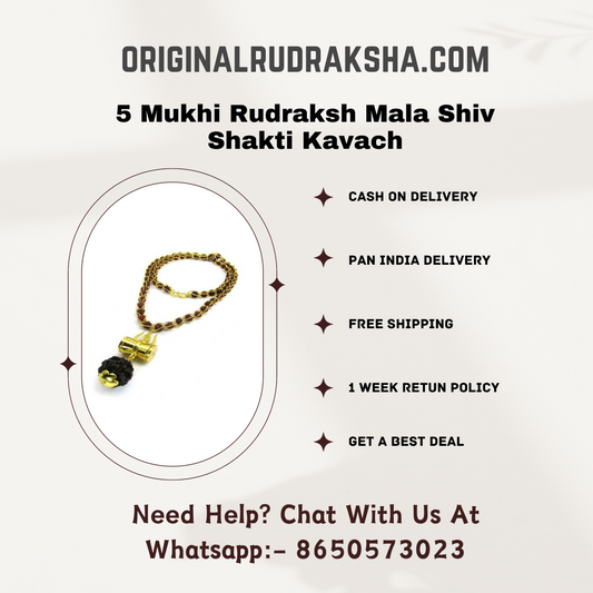 5 Mukhi Rudraksh Mala Shiv Shakti Kavach