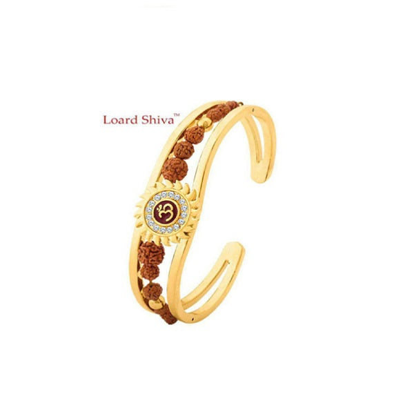 Lord Shiva Faith & Trust Brass Gold Plated Brass Om Mens Kada