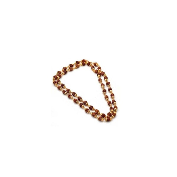 Natural Rudraksha Mala With Gold Plated For Men
