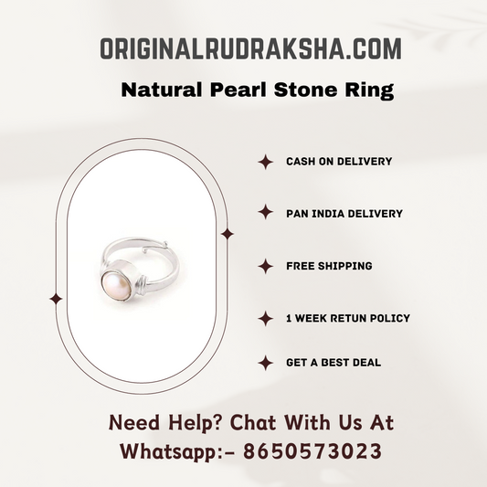Natural Pearl Stone Ring Certified Adjustable Ring For Unisex