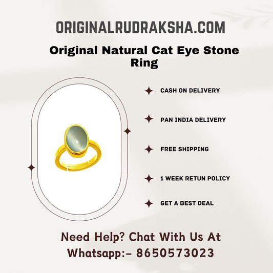Original Natural Cat Eye Stone Ring (Lehsunia Stone Ring) Adjustable Ring