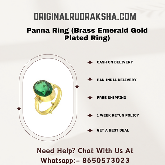 Panna Ring (Brass Emerald Gold Plated Ring)
