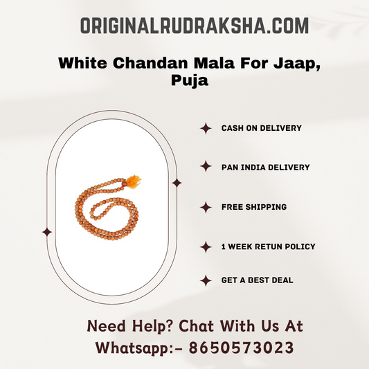White Chandan Mala For Jaap, Puja, Health &amp; Wealth also