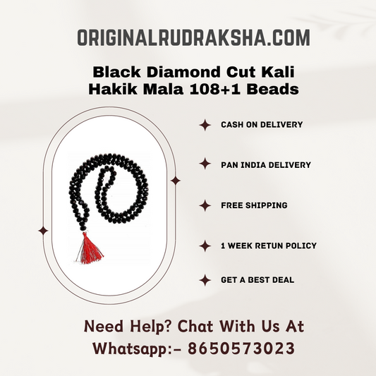 Black Diamond Cut Kali Hakik Mala 108+1 Beads