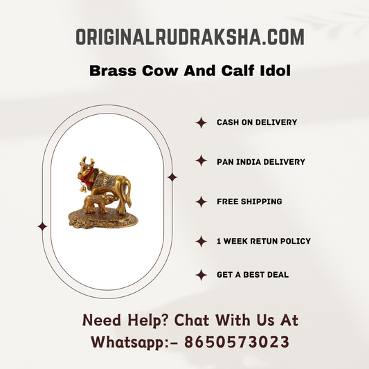 Brass Cow And Calf Idol