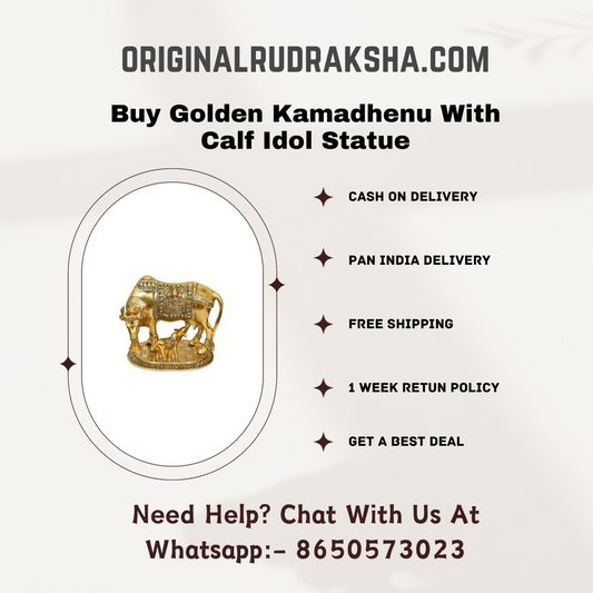 Buy Golden Kamadhenu With Calf Idol Statue